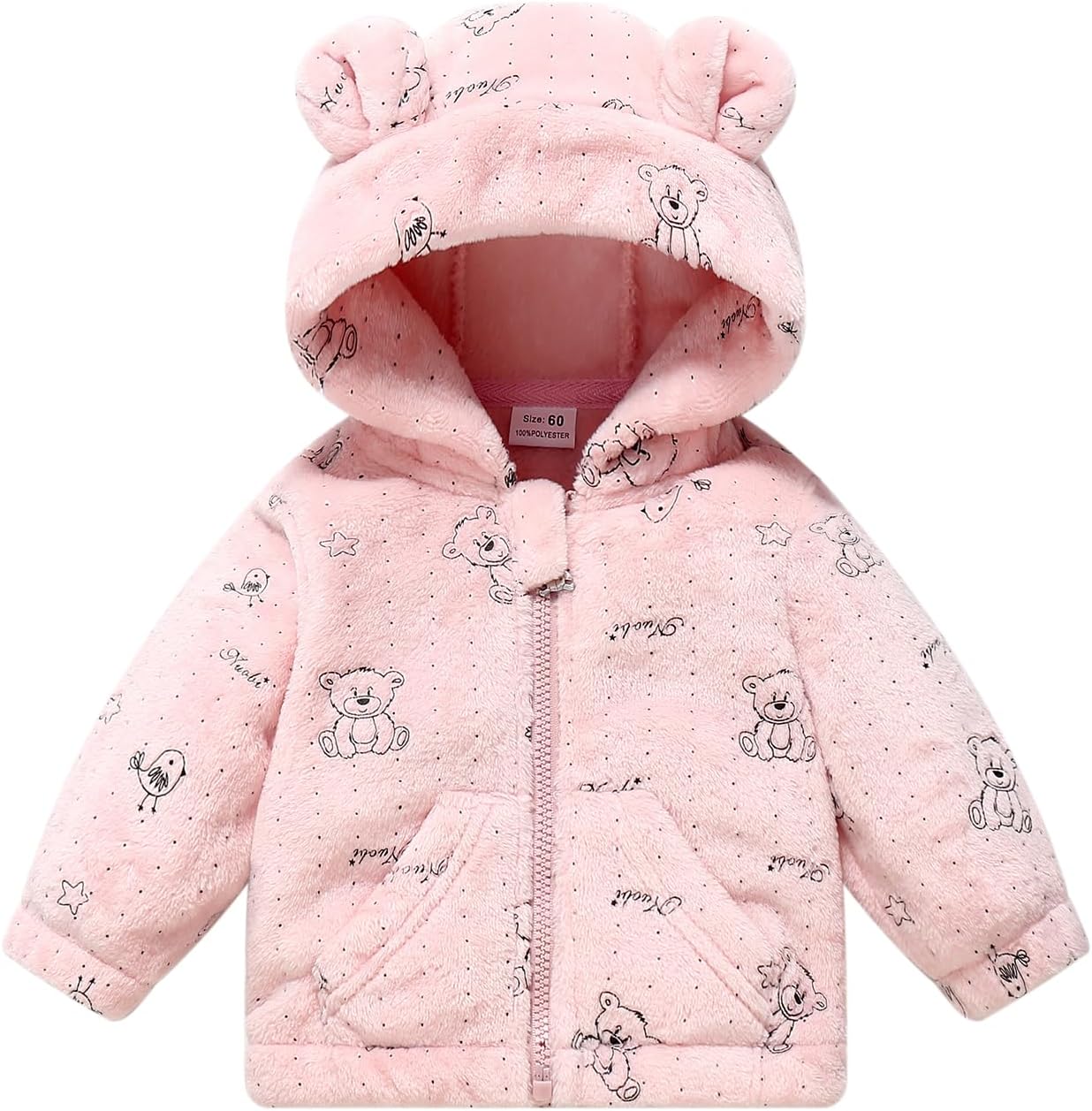 Toddler Fleece Jacket Baby Winter Coat Newborn Girl Hoodie Infant Boy Clothes 3T