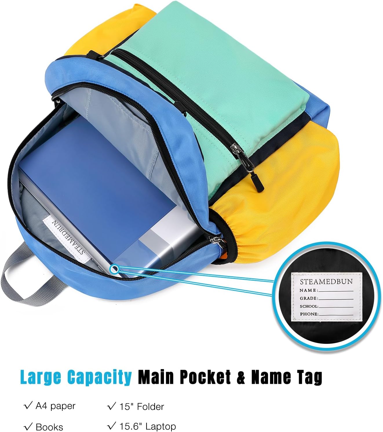 STEAMEDBUN Kids Backpack for Boys 4-6: Boys Backpacks for Elementary - 15 inch Backpack for Kindergarten