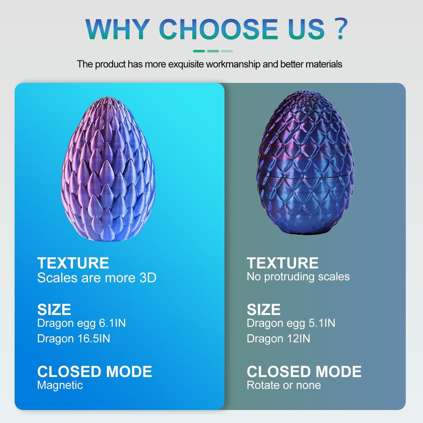 3D Printed Dragon with Dragon Egg 16.5'' Articulated Dragon Crystal Dragon Fidget Dragon Egg Toys Executive Desk Toys (Blue Burgundy, Dragon & Egg)