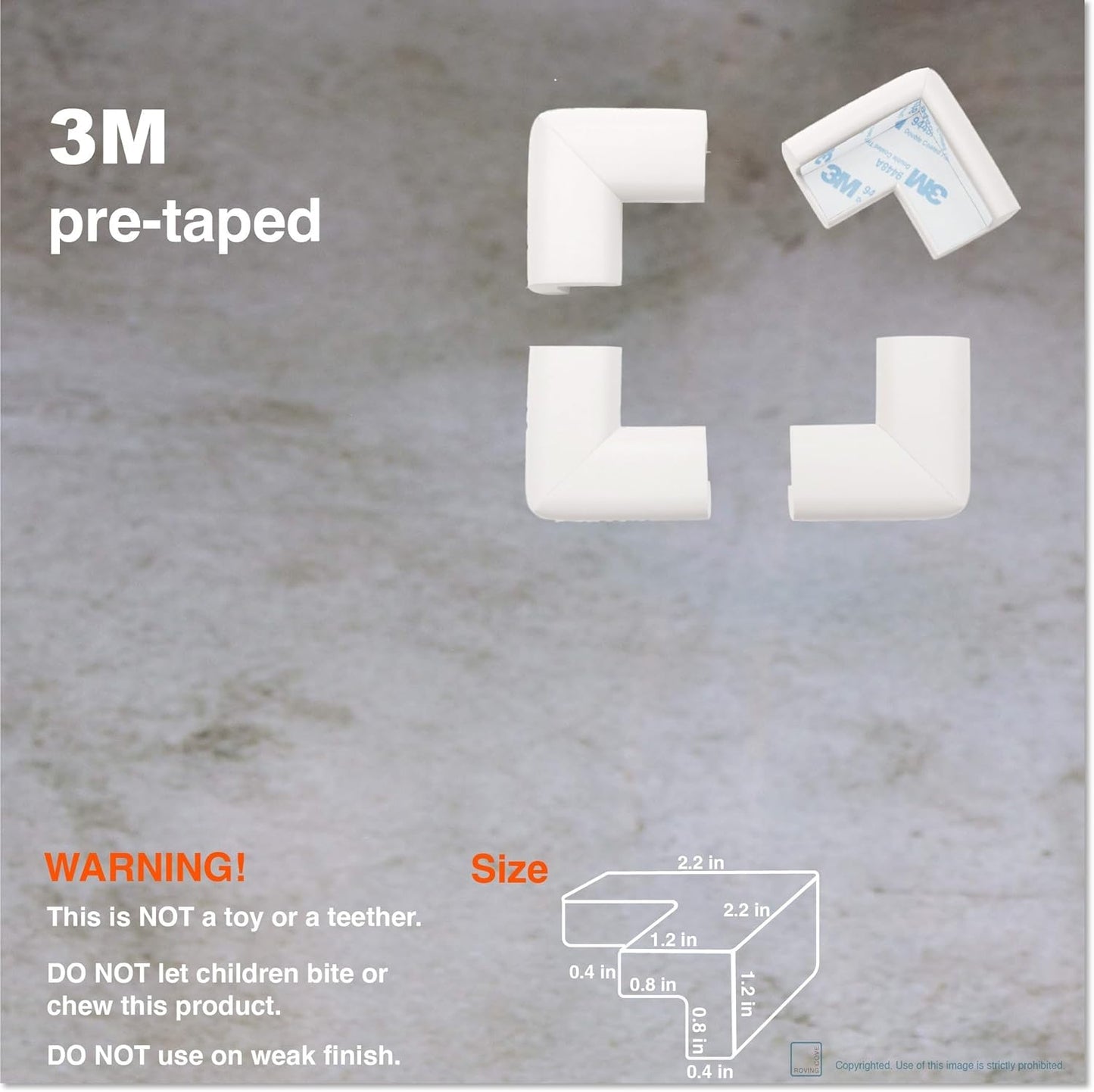 Roving Cove HeftyFit Corner Protector for Baby (4 Large Corners), Heavy-Duty Soft Rubber Foam Furniture Corner Bumper Guards, 3M Adhesive Pre-Taped, Oyster White (Off White)