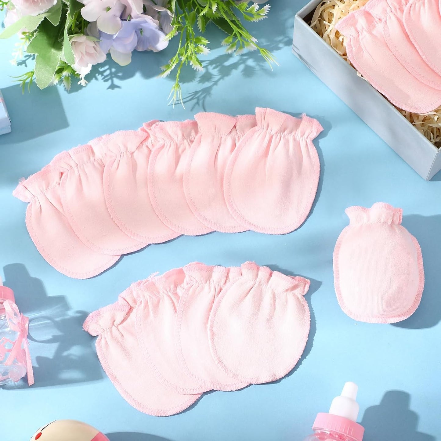 9 Pairs Newborn Baby Boys Girls Mittens 0-6 Months Infant Toddler Mittens No Scratch Solid Color Gloves