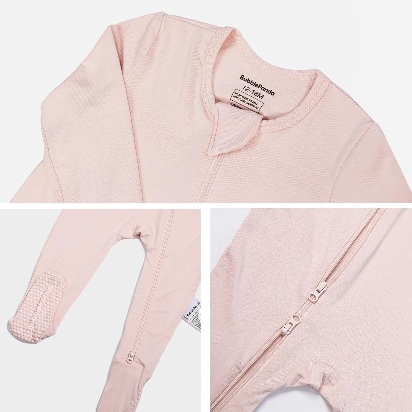 BubblePanda Rayon Made From Bamboo Baby Pajamas Baby Clothes for Boys Girls Unisex Zip-Front Non-Slip Onesie Sleeper