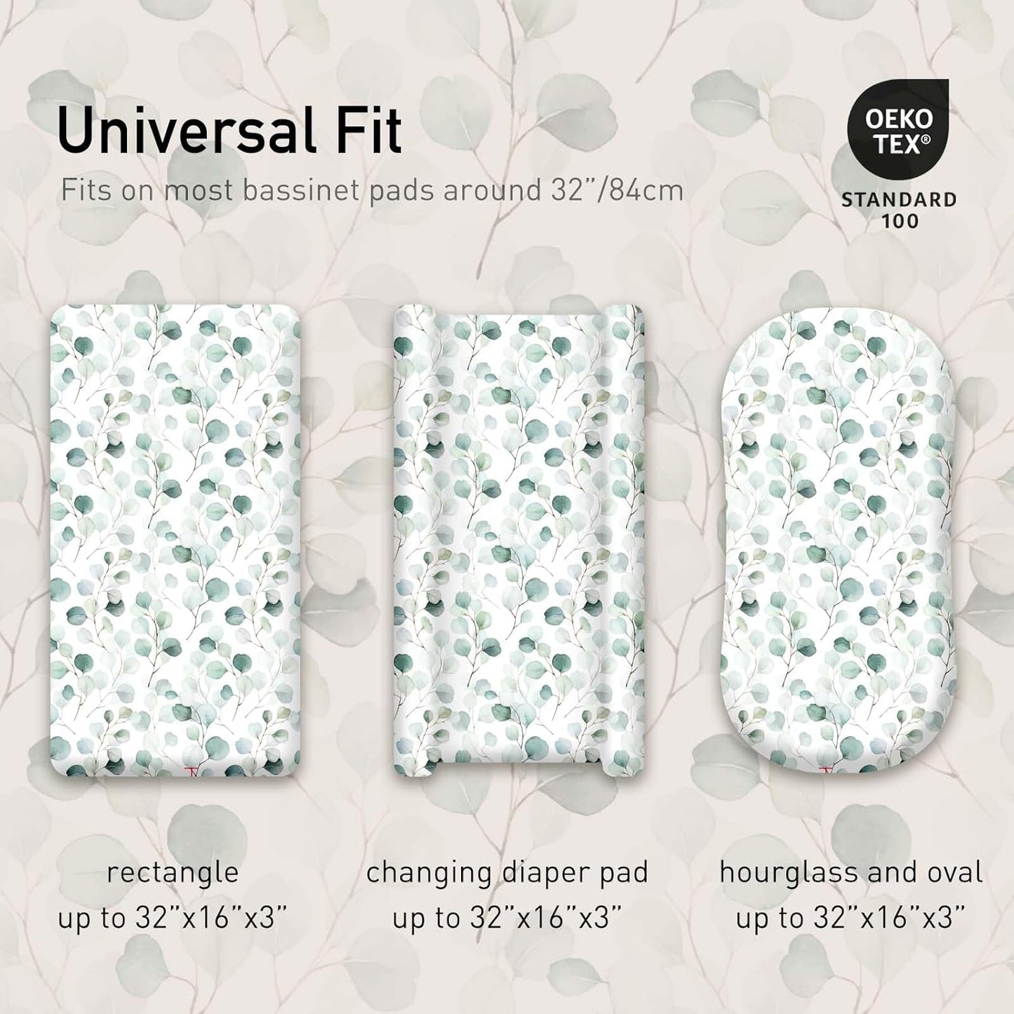 Gllquen Baby Bassinet Sheets 4 Pack, Breathable Cozy Fitted Mattress Sheet, Elastic Travel Crib Fashionable Floral Pattern, Standard Cradle Safe Sheets for Baby Boys Girls 32"x16"(Greenery)