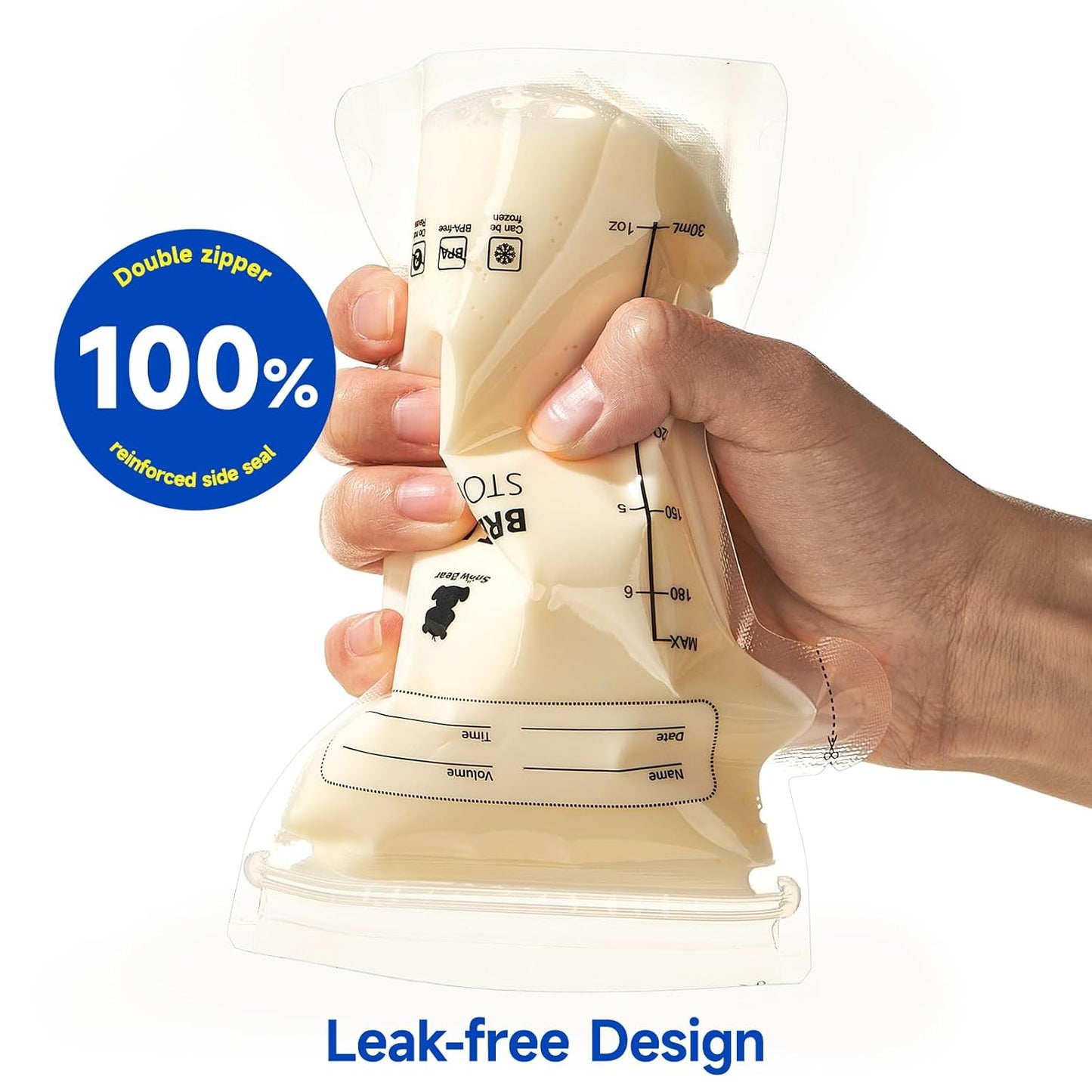 Snow Bear Breastmilk Storage Bag, 6oz Breast Milk Storage Bags for Freezer, 120 Count Milk Bags for Breastmilk