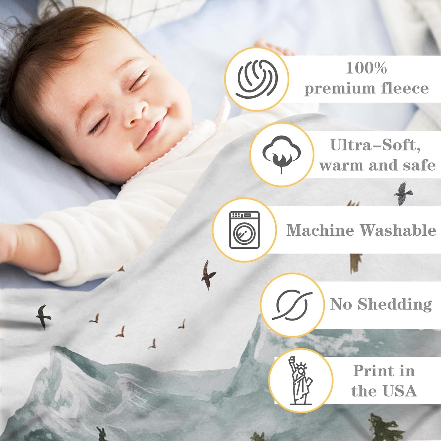 Personalized Baby Blanket for Boys Girls Custom Baby Blanket with Name Newborn Expect Mom Toddlers Kids Customized Gifts for Baby Shower Birthday Christmas Super Soft Cozy Flannel Bed Throw Blanket