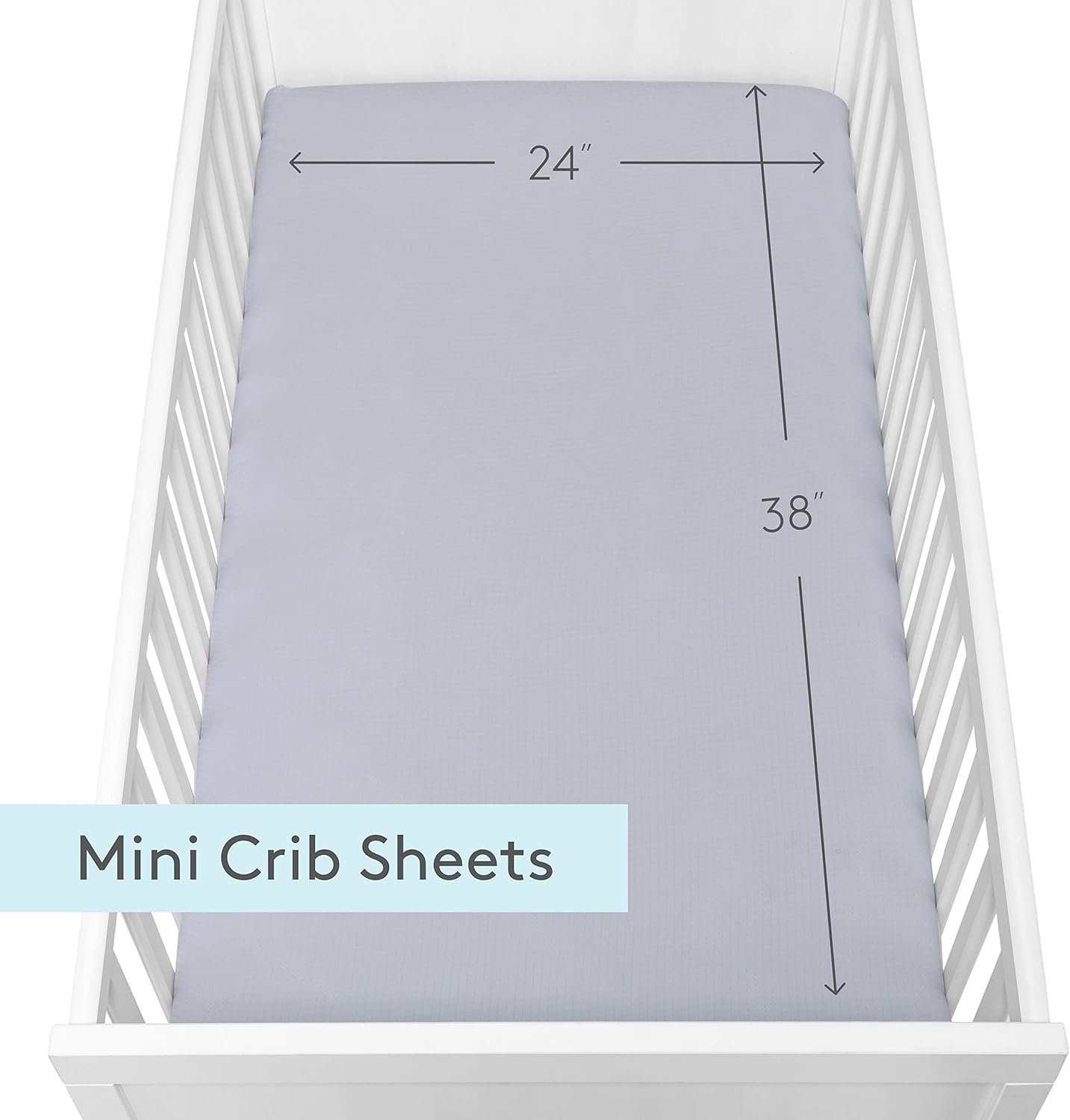 Newton Baby Fitted Mini Crib Sheets (2-Pack) | Organic Muslin Cotton, Ultra Breathable & Soft Baby Sheets, Machine Washable Baby Mattress Sheets, Fits Any Mini Sized Crib 24" x 38", Twilight Grey