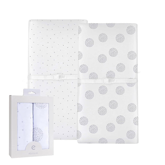 Changing Pad Covers - Cradle Sheets 2-Pack - 100% Jersey Cotton for Baby Boy or Baby Girl (Grey Dottie)