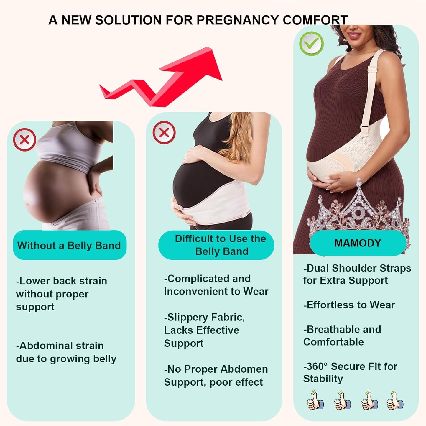 Belly Bands For Pregnant Women Maternity Belt Pregnancy Belly Support Band Adjustable Pregnancy Belt with Back Brace Straps (Beige, X-Large)