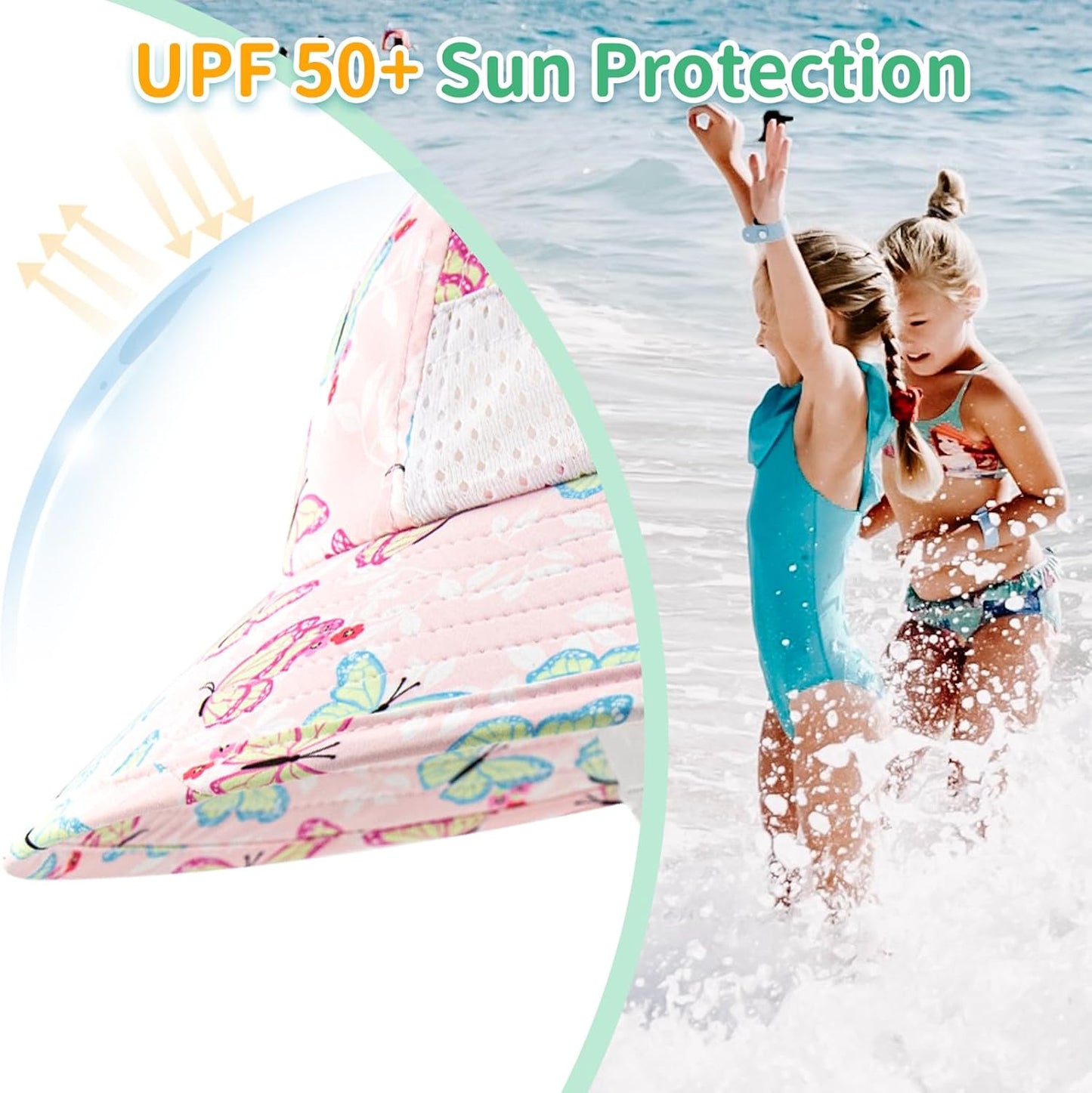 XIAOHAWANG Girls Sun Hat Baby Beach Hats Boys UPF 50+ Kids Summer Protection Cap Toddler Breathable Caps Wide Brim Neck Flap