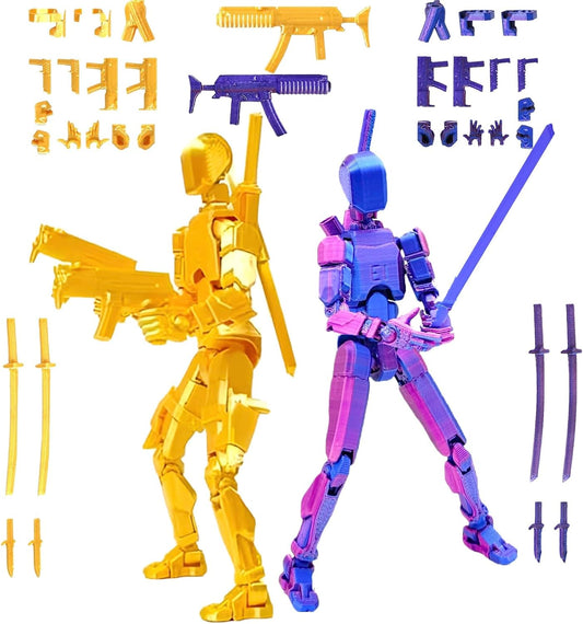 (Assembly Completed) T13 Action Figure Set, Titan 13 Action Figures, 3D Printed Dummy 13 Multi-Jointed Movable Robot Toy, Diy Lucky 13 Action Figure for Kids Adult Christmas Birthday Gifts (B&G)
