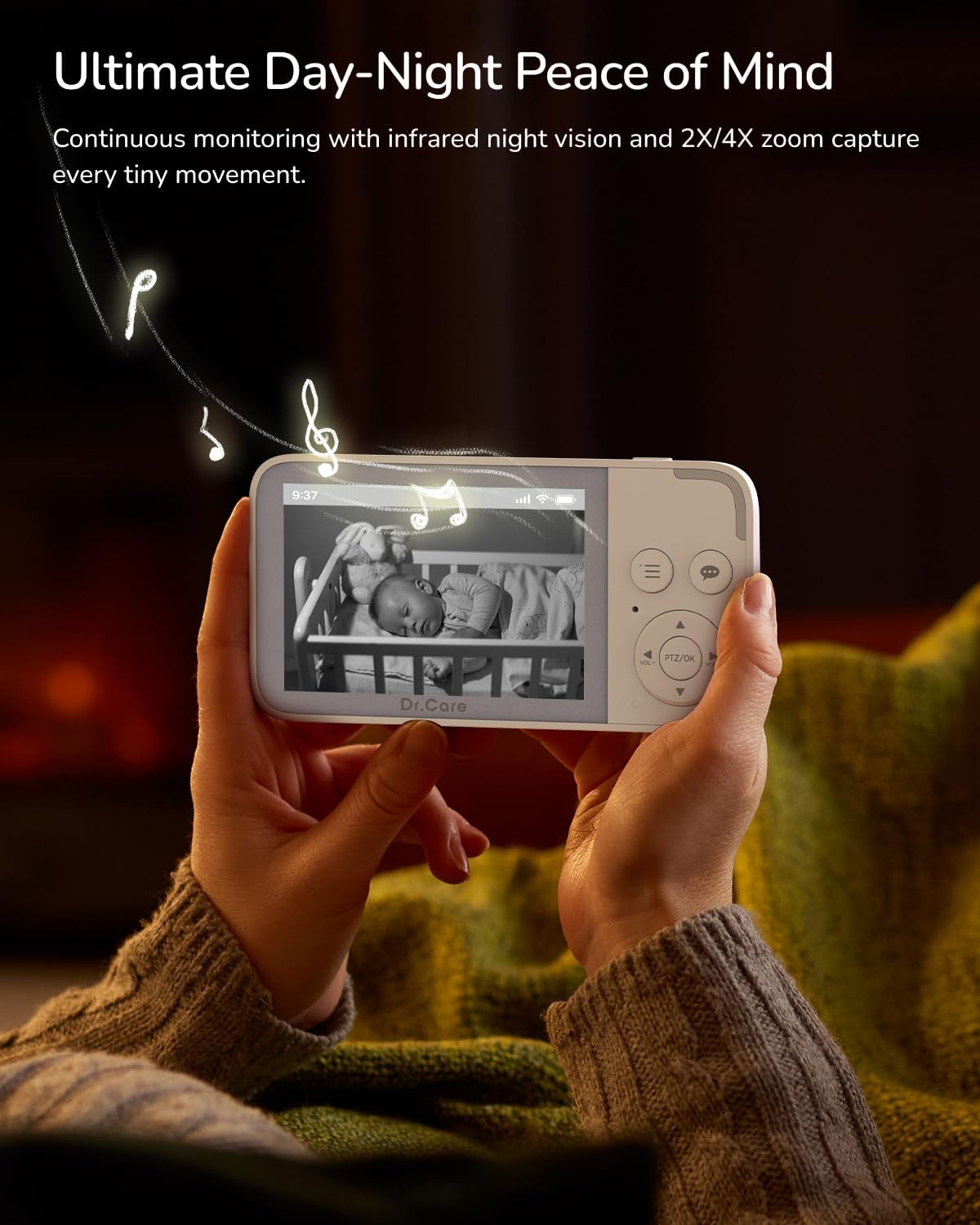 NeoView Video Baby Monitor -3.5” Screen, 2-Way Audio, Video Loop Recording, Night Vision, Real-Time/VOX Monitoring, Temperature Sensor, Lullabies, No Wi-Fi (Supports Up to 128GB)