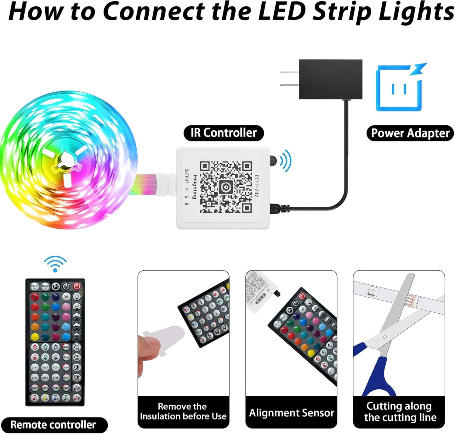 Led Lights for Bedroom 50ft Color Changing RGB Led Strip Lights, DIY Music Sync Led Light Strip with Remote and App Control, Dimmable Led Lights for Room Party Home Cool Things (1 * 50ft)