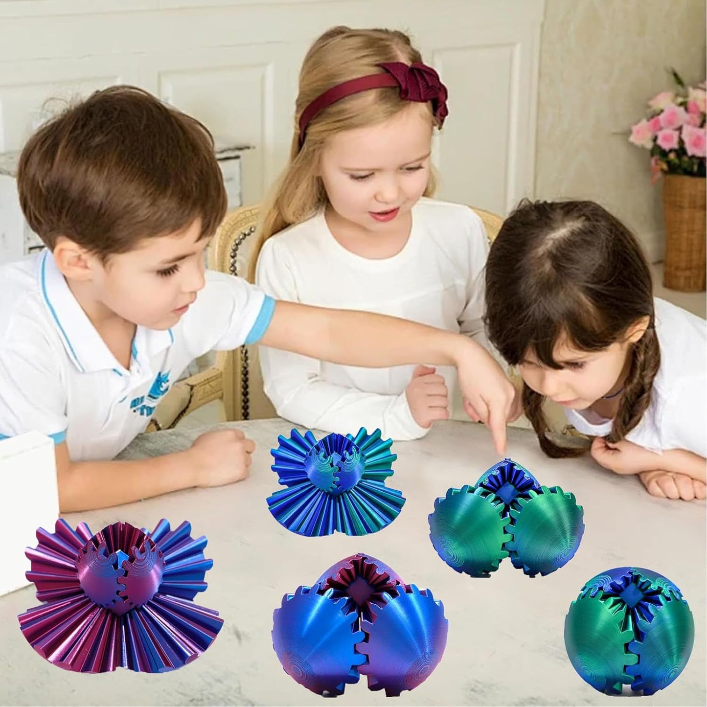 DIY Gear Ball, 3D Printed Gear Ball, Gear Ball Spin Ball or Cube Fidget Toy, Gear Sphere Desk Toy, Perfect for Stress and Anxiety Relaxing Fidget Toy Kids Adult Christmas Birthday Gift (Purple)