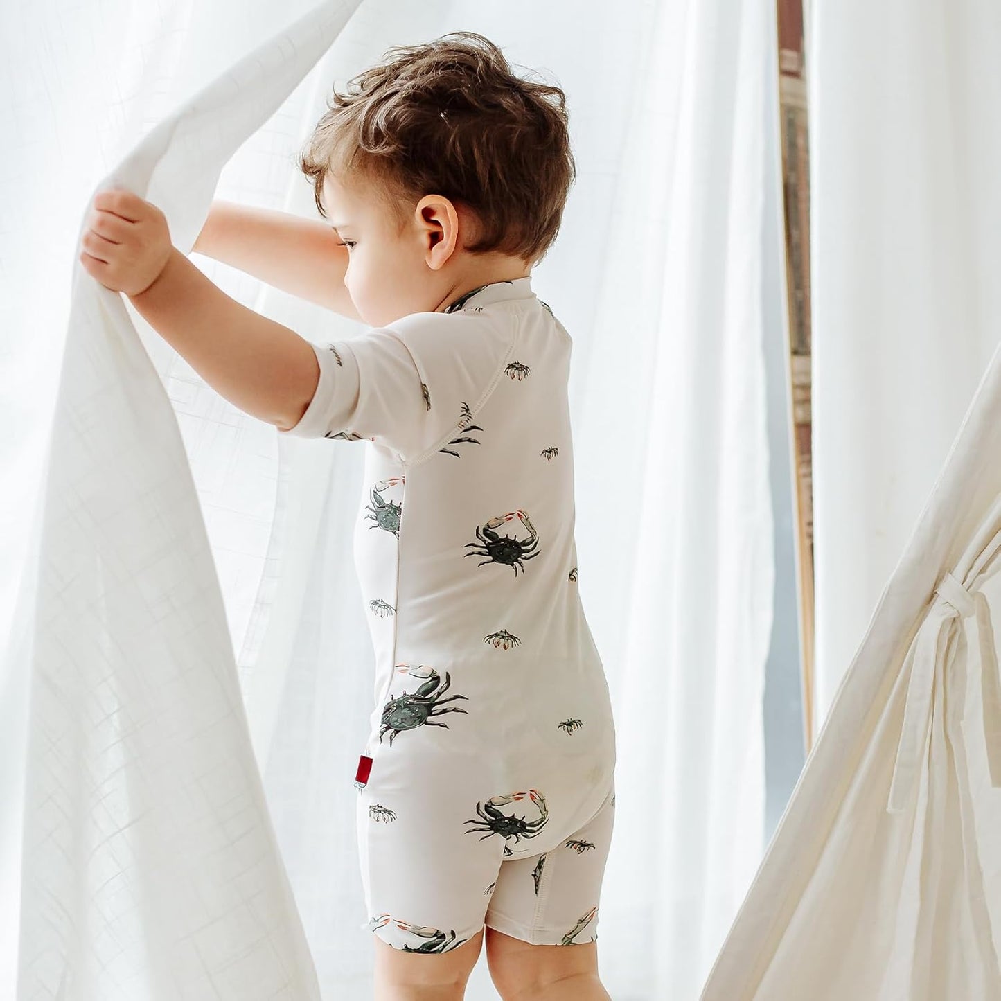 Milkbarn One Piece Swimsuit, Short Sleeve Zipper Bathing Suit for Infant Baby Boy Girl, Toddler Rash Guard Swimwear, Duck