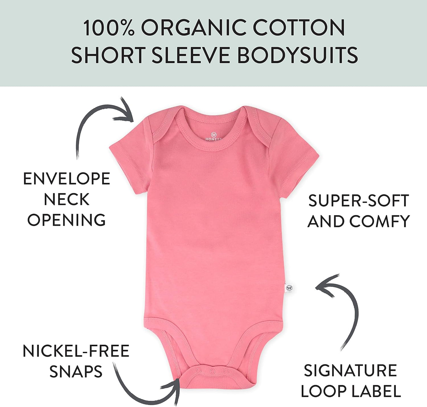 HonestBaby unisex-baby 10-pack Short Sleeve Bodysuits One-piece 100% Organic Cotton for Infant Baby Boys, Girls