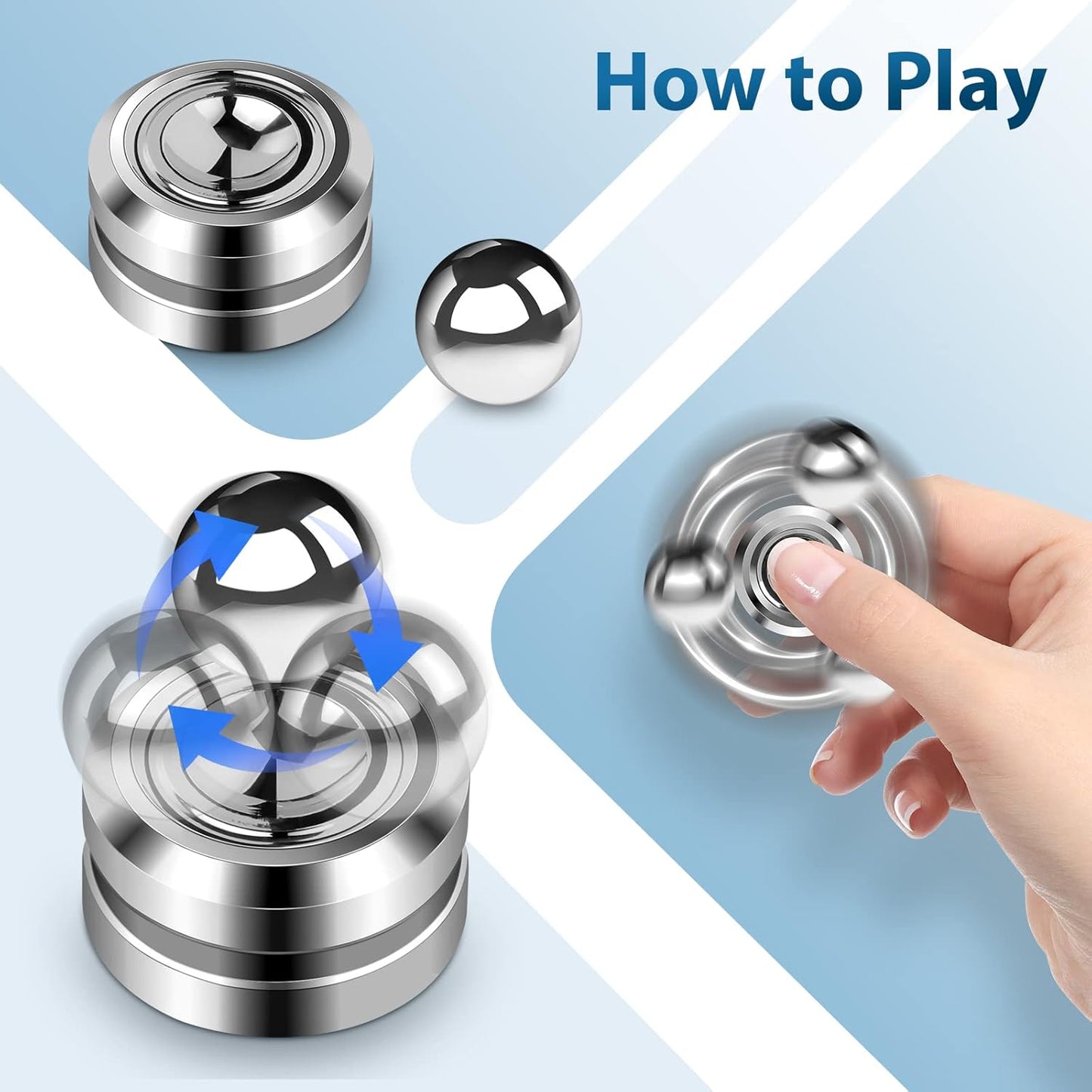 Fidget Slider Toy,Steel Ball Orbiter Magnetic Slider Sensory Toys,360° Rotation Anxiety Stress Relief Toy for Adult,Students ADHD,ADD Autism,Silver