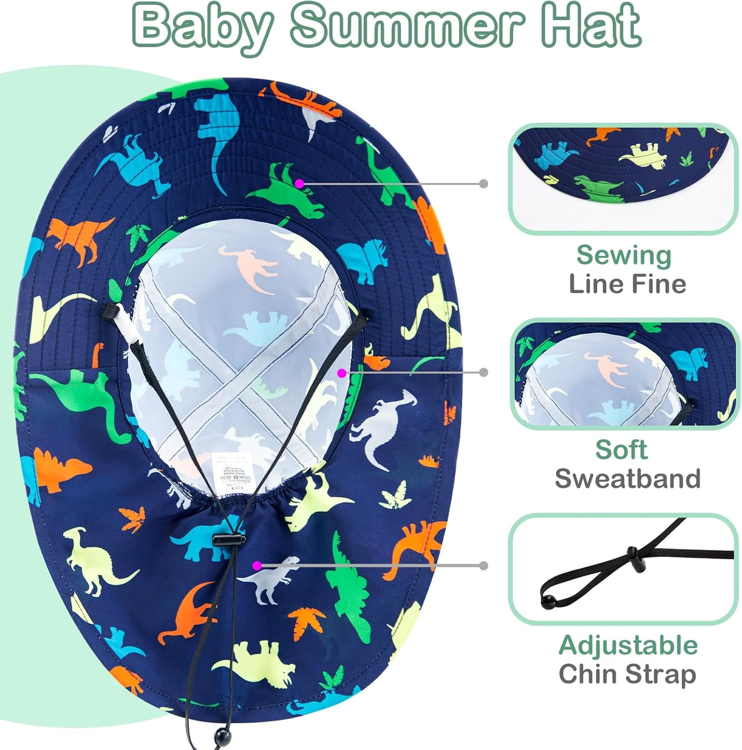 XIAOHAWANG Girls Sun Hat Baby Beach Hats Boys UPF 50+ Kids Summer Protection Cap Toddler Breathable Caps Wide Brim Neck Flap