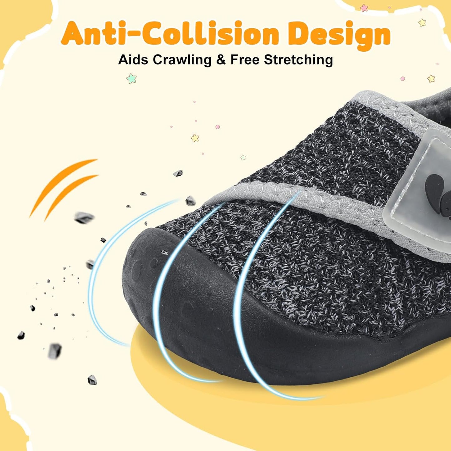 FEETCITY Baby First Walking Shoes Wide Baby Shoes Infant Sneakers Newborn Crib Shoe Barefoot Lightweight Slip On Shoe