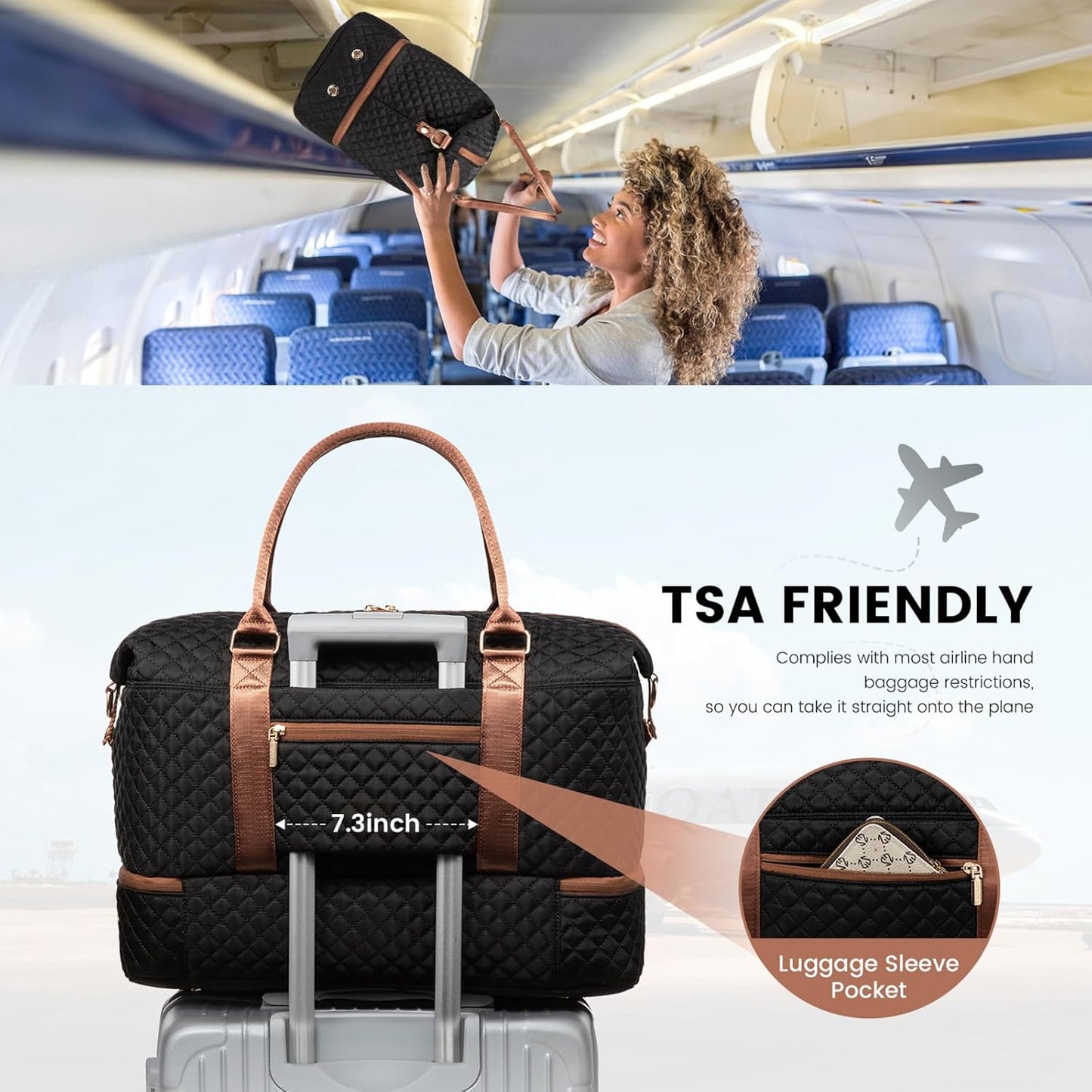 LOVEVOOK Travel Duffle Bag,Weekender Bags for Women with Shoe Compartment，Carry on Overnight Bag with Toiletry Bag,Gym Duffel Bag with Wet Pocket, Hospital Bags for Labor and Delivery