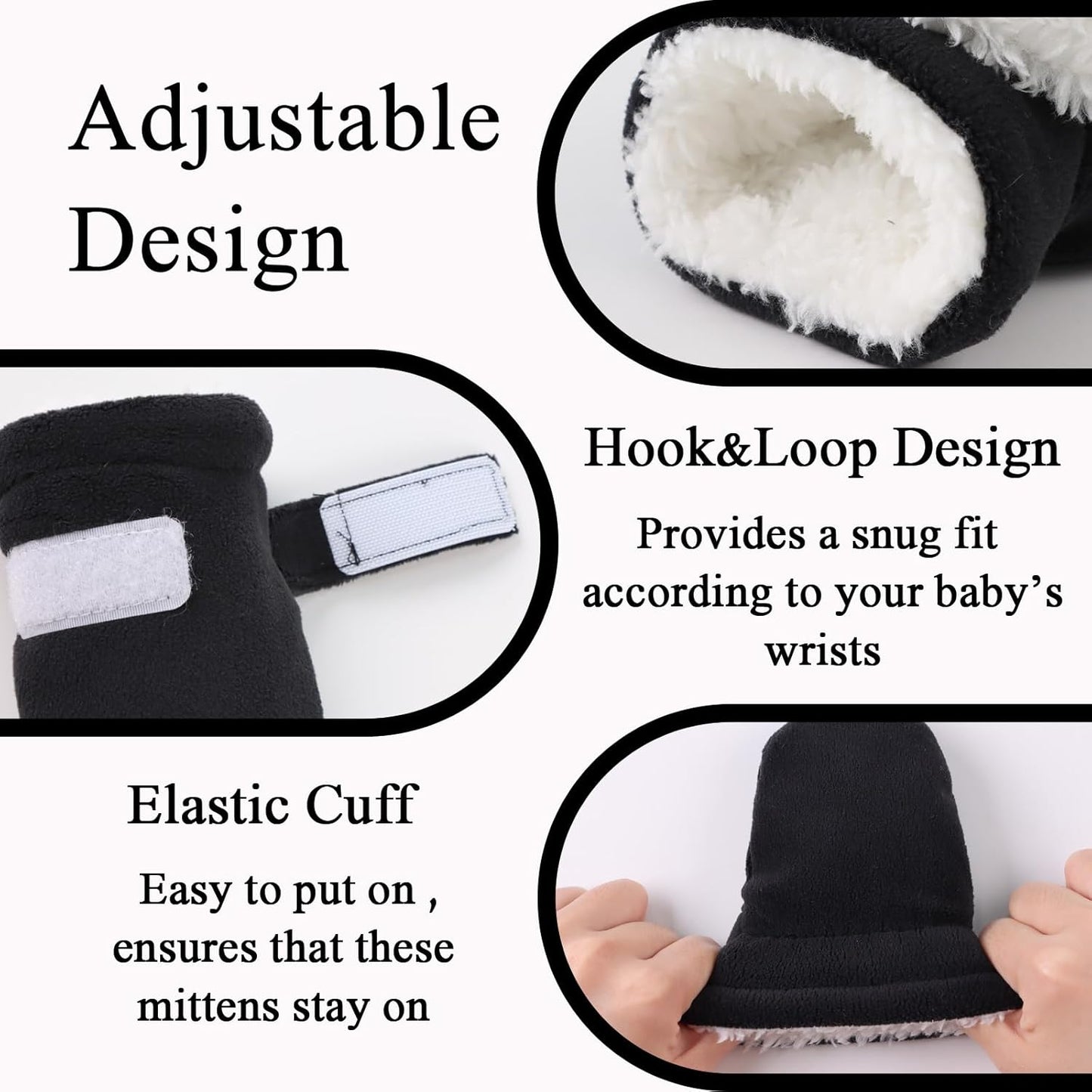 Zsedrut No Scratch Baby Mittens Toddler Infant Fleece Lined Gloves Winter Warm Mitten for Baby Boys Girls