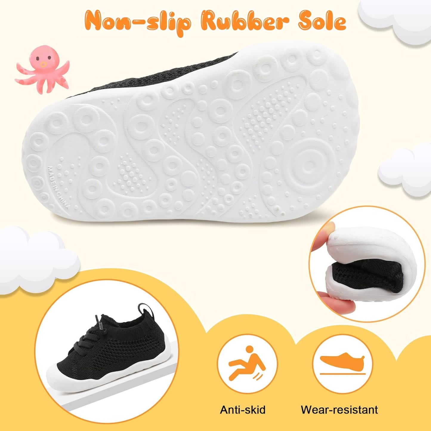 JIASUQI Baby Shoes for Toddler Boys Girls Sneakers Slip on Walking Shoes for Babies