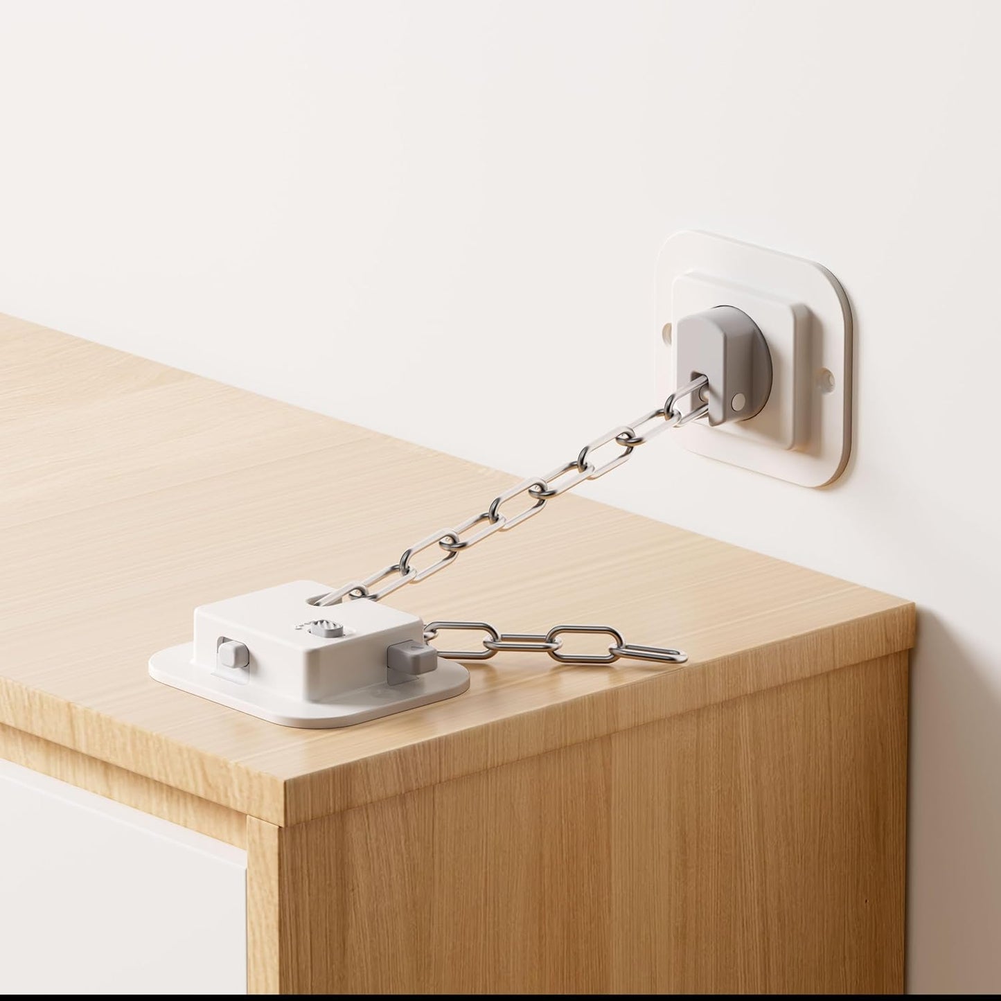 YEYA Anti-Tip No Drill Furniture Anchor with 3M Adhesive 10" Adjustable Straps, Baby Proofing Wall Anchors for Child Safety, Playroom Essentials 2P