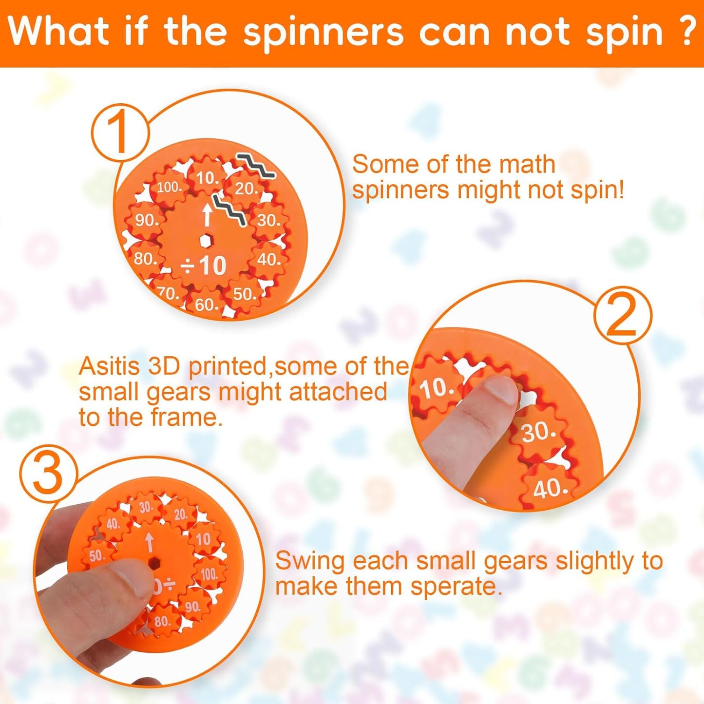 Math Fidget Spinners, Math Fact Fidget Spinners, Fidget Spinners Games Math (Add or Subtract 9pcs)