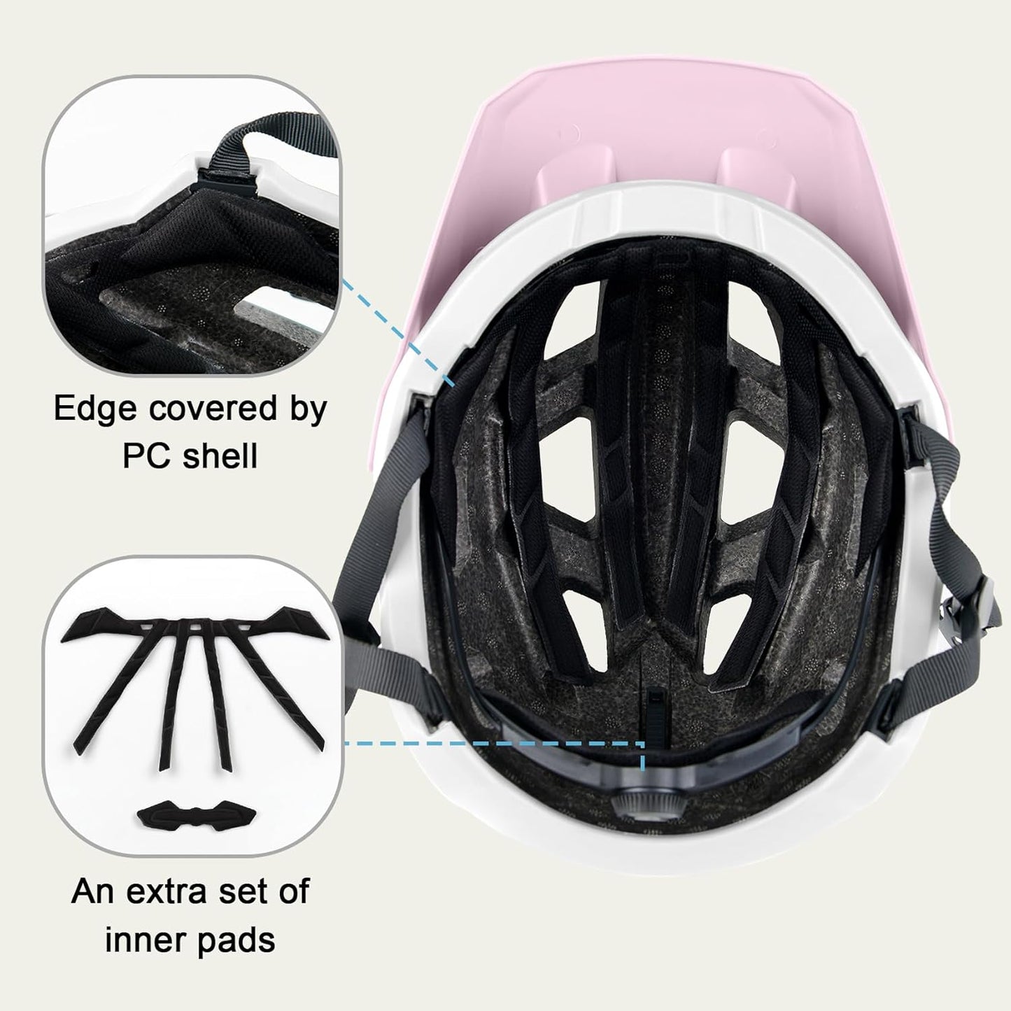 Bike Helmet for Adult & Youth, Lightweight MTB Helmet with Adjustable Visor for Mountain/Road Cycling, 2 Sizes for Men Women Boys Girls