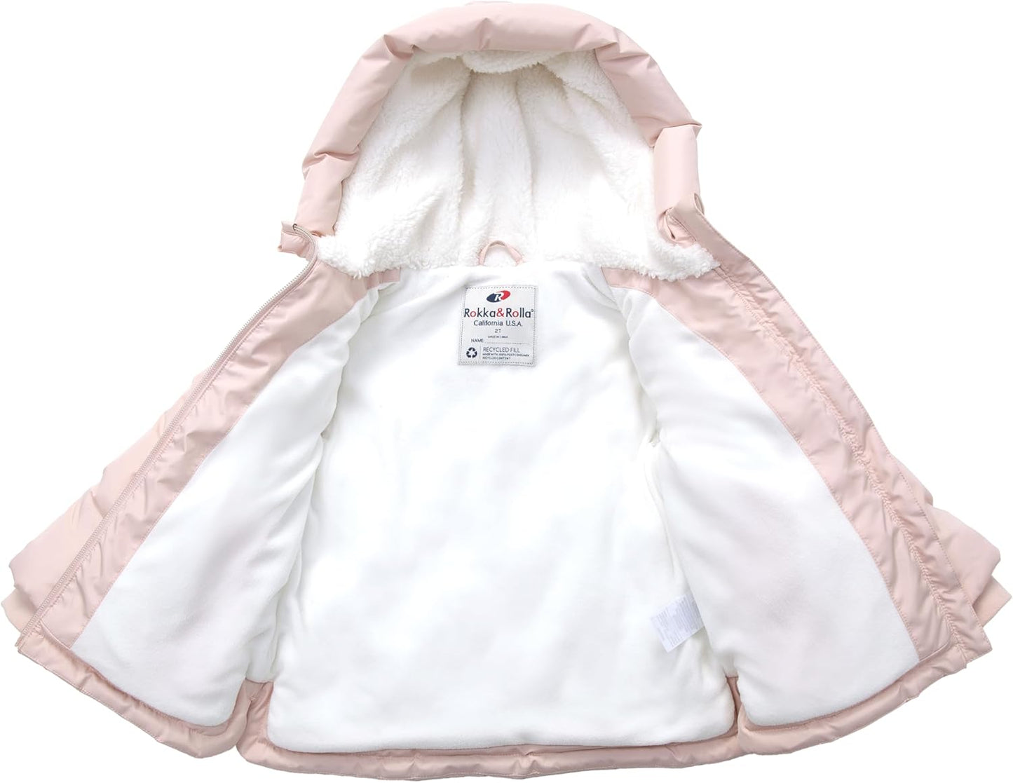 Rokka&Rolla Baby Toddler Girls' Water-Resistant Sherpa Fleece Lined Puffer Jacket Winter Coat