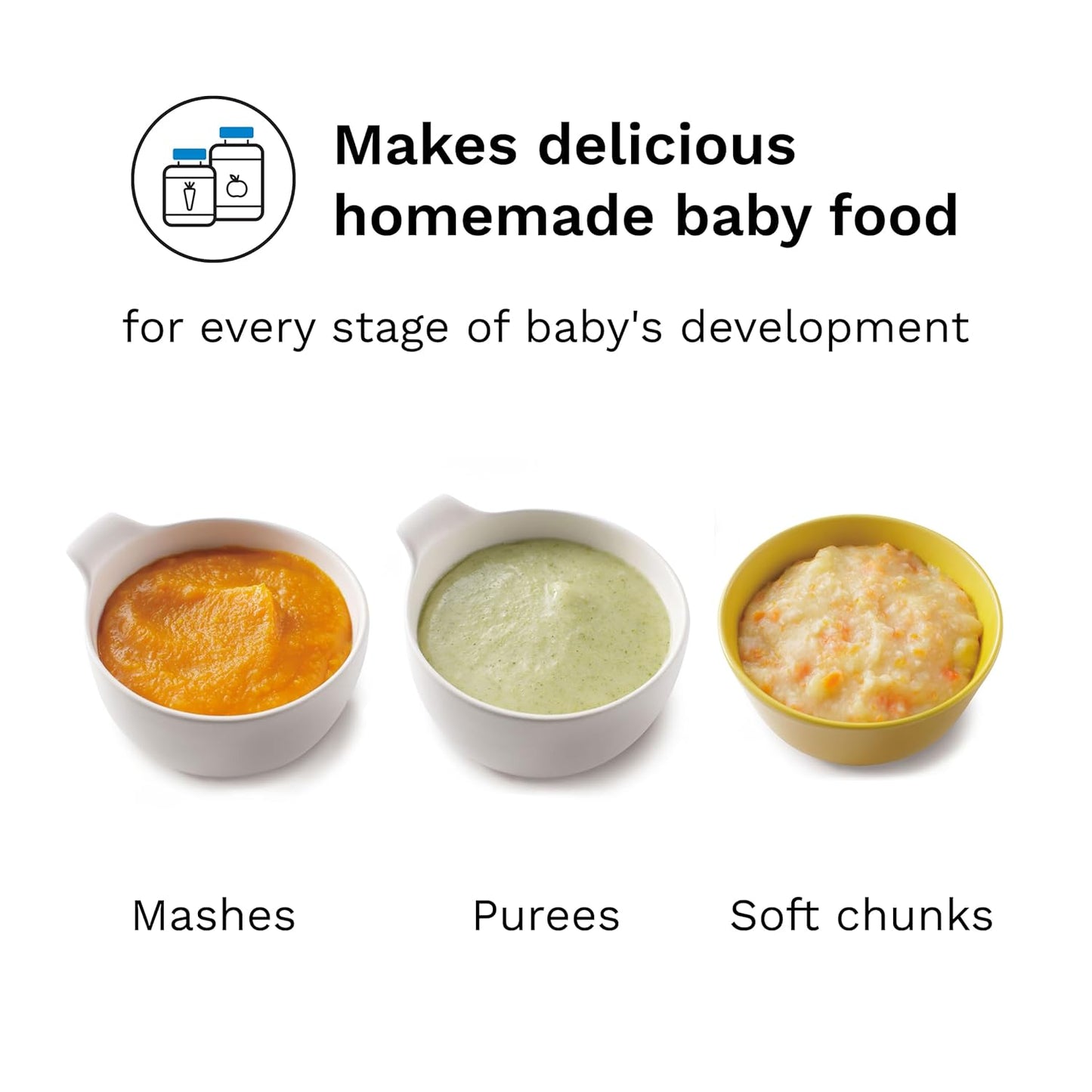 Baby Brezza One Step Baby Food Maker Deluxe – Auto shut Off, Dishwasher Safe Cooker and Blender to Steam + Puree Organic Food for Infants + Toddlers - Set of 3 Pouches + 3 Funnels