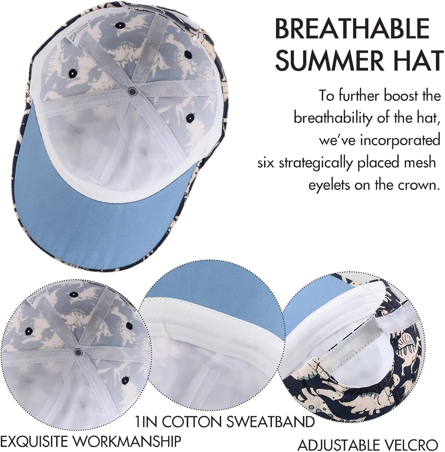 JANGANNSA Dinosaur Boys Girls Caps Embroidery Baby Baseball Caps Cotton Infant Toddler Kids Hat Spring Summer Autumn 2-6Y