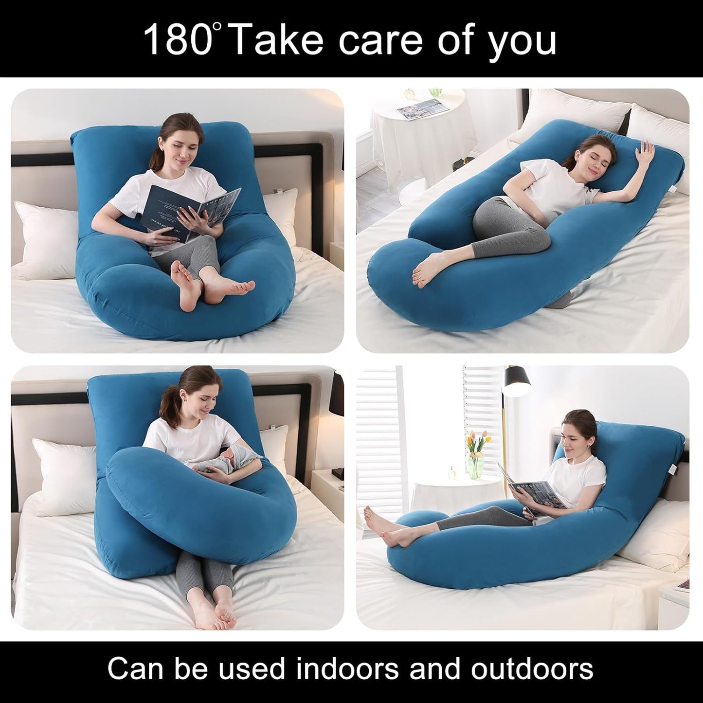 Pregnancy Pillow J-Shaped Full Body Pillow,59 inch with Jersey Cover Easy to Remove and Wash, Support Pregnant Women's Backs Legs and HIPS, Improve Sleep,Pregnancy Pillow for Women ，Dark Blue