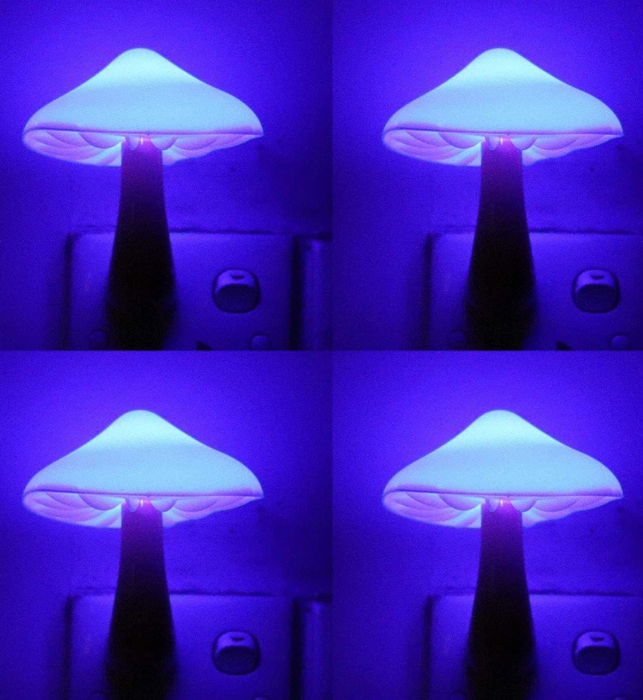AUSAYE 4 Pack Plug in Night Light, Mushroom Light LED Nightlights for Kids, Adults, Bedroom, Bathroom,Hallway, Stairs, Kitchen Blue