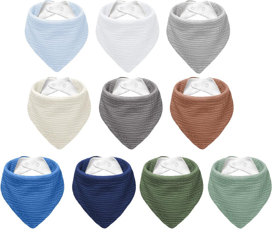 Muslin Baby Bibs,Soft Triangular Baby Bandana Drool Bibs for Baby Boy Girl,Solid Colors Bib for Drooling Teething