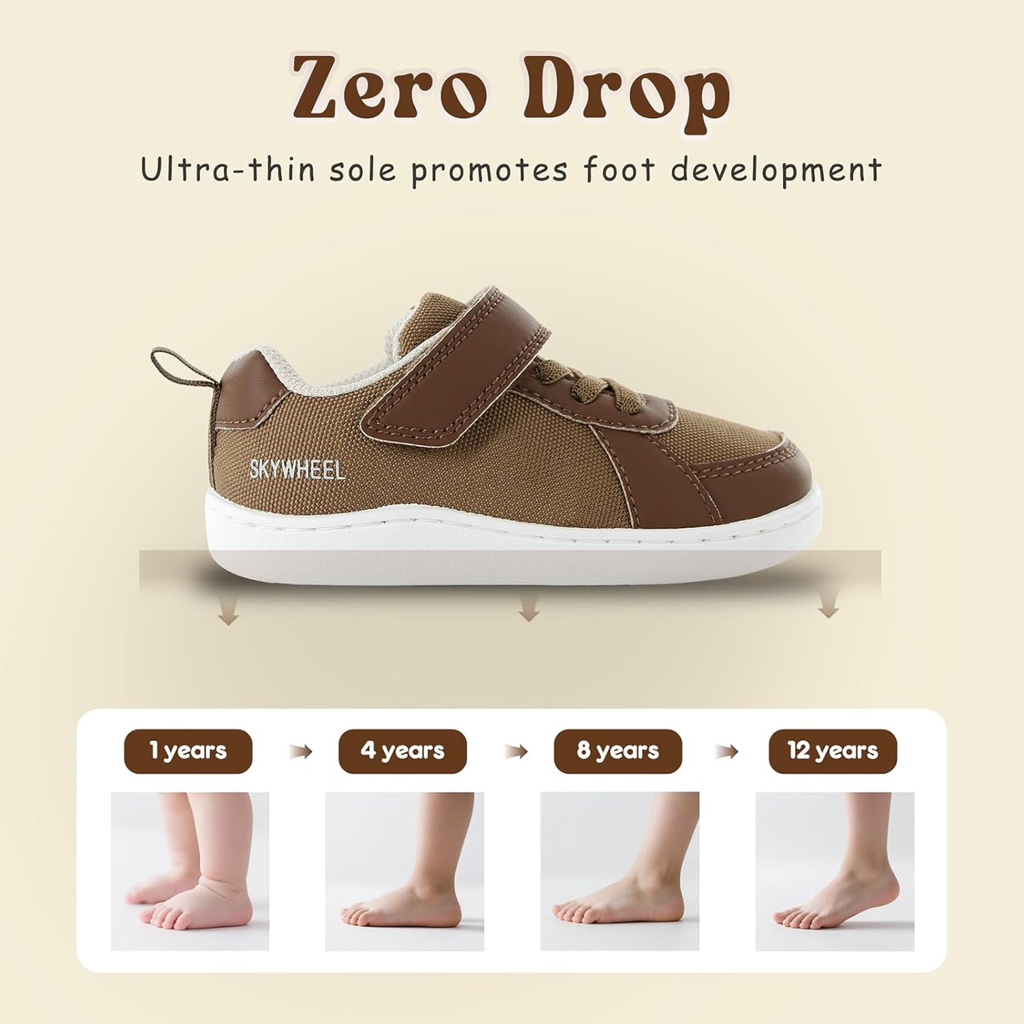 SKYWHEEL Toddler Wide Toe Box Barefoot Shoes Boys Sneakers Kids Tennis Shoes Comfort Lightweight Zero Drop Walking Shoe for Indoor/Outdoor Play