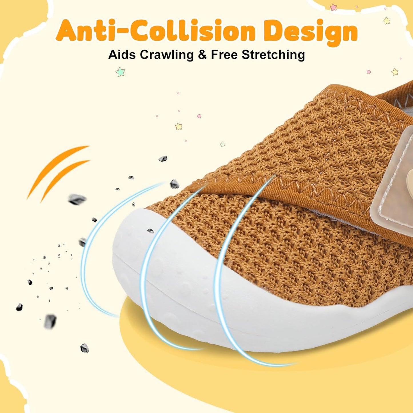 FEETCITY Baby First Walking Shoes Wide Baby Shoes Infant Sneakers Newborn Crib Shoe Barefoot Lightweight Slip On Shoe