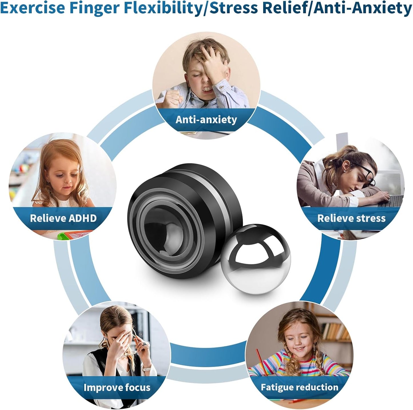 Fidget Slider Toy,Steel Ball Orbiter Magnetic Slider Sensory Toys,360° Rotation Anxiety Stress Relief Toy for Adult,Students ADHD,ADD Autism,Black