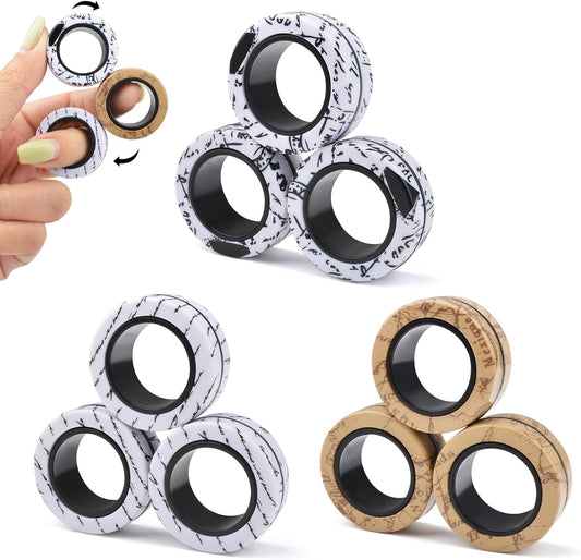 Cevioce 9 Pcs Magnetic Rings Fidget Toys Adults Teens Kids|ADHD Fidget Toy Pack for Anxiety Relief,Coolest Gifts for Teen Boys,Birthday Gifts for 8 9 10 11+ Year Old Boy & Girl