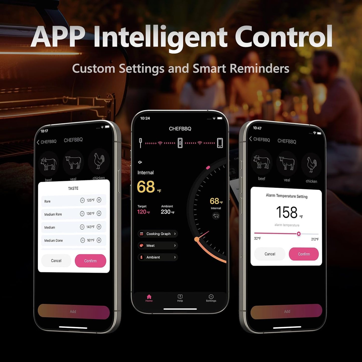 Wireless Meat Thermometer Digital 800FT Long Range Food Thermometer with Bluetooth Thinner Meat Probe for Remote Temp Monitoring of BBQ, Oven, Grill, Smoker, Air Fryer, iOS & Android App