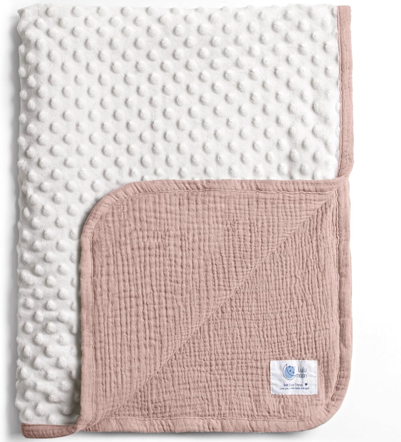 lulumoon Baby Blanket for Newborn Receiving: Minky Dot & Muslin Lightweight - Thermal Blanket Gift for Baby Shower & Hospital Welcoming 30"x40"（Sand）