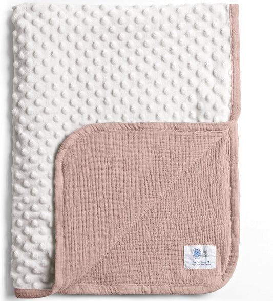 lulumoon Baby Blanket for Newborn Receiving: Minky Dot & Muslin Lightweight - Thermal Blanket Gift for Baby Shower & Hospital Welcoming 30"x40"（Sand）