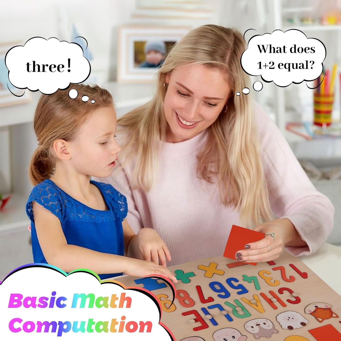 Personalized Name Puzzle for Toddlers 1-3 Wooden Alphabet Shape Number Blocks Personalized Baby Gifts 1st Birthday for Girls & Boys Preschool Educational Montesorri Toys for 1 Year Old 2 3 4 5