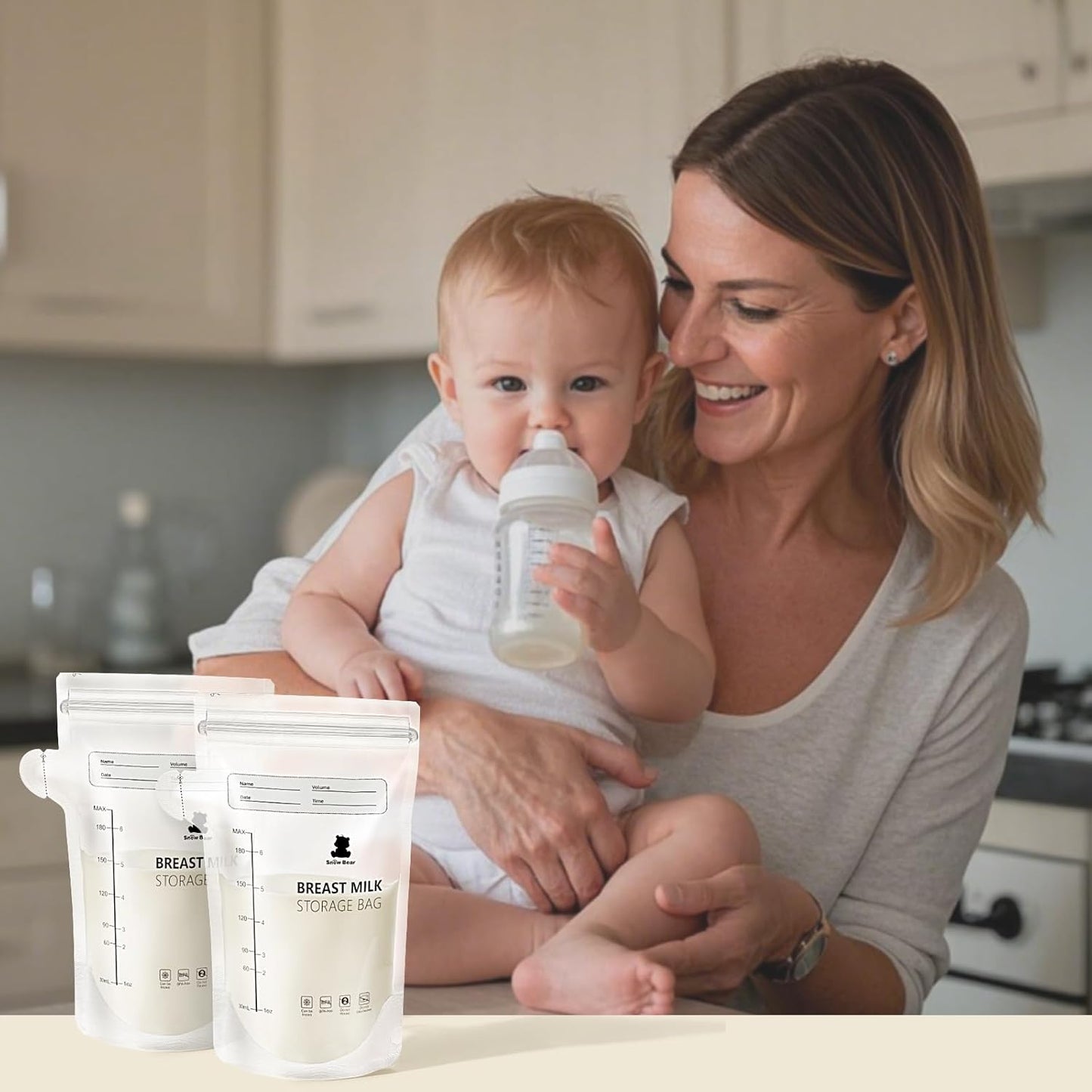 Snow Bear Breastmilk Storage Bag, 6oz Breast Milk Storage Bags for Freezer, 120 Count Milk Bags for Breastmilk