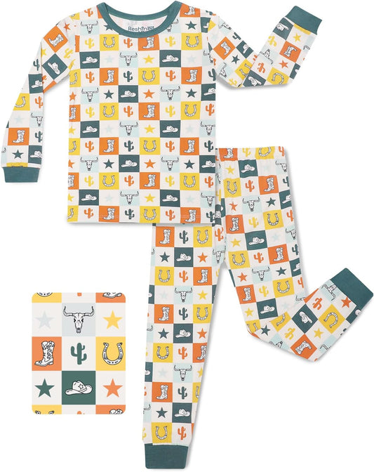 Bamboo Viscose Toddler Pajamas Boys Girls Baby 12M-8Y Pjs Sets Kids 2pcs Snug fit Long-Sleeve Sleepwear