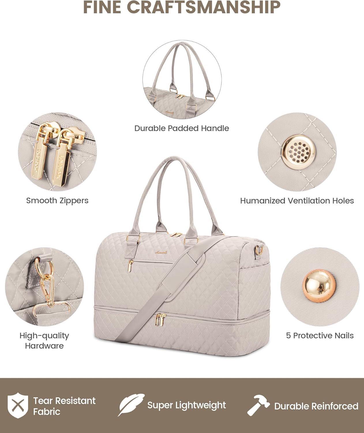 LOVEVOOK Travel Duffle Bag for Women, Weekender Overnight Bag with Shoe Compartment, Carry on Bag with Toiletry Bag, Gym Duffel Bag with Wet Pocket, Hospital Bags for Labor and Delivery 3 Pcs Set