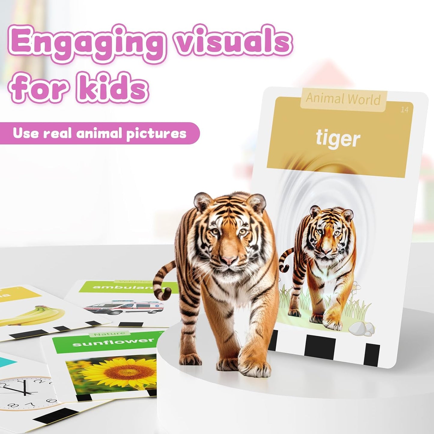 Toddlers Talking Flash Cards with American Accent & 288 Sight Words, Speech Therapy Toys for 1 2 3 4 5 6 Years Old Boys and Girls, Learning Montessori Sensory kit, Kids Birthday Gifts (Pink)