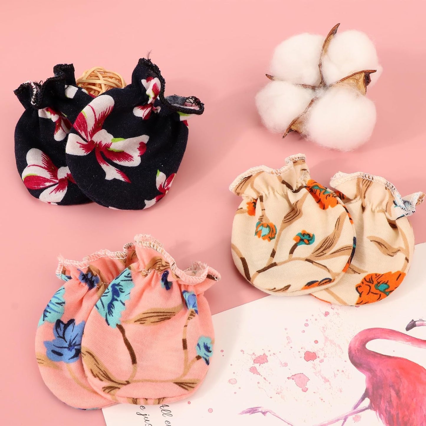 Newborn Baby Mittens No Scratch Cotton Elastic Wrist Gloves Infant Toddler Mittens for Baby Boy Girl 0-6 Months