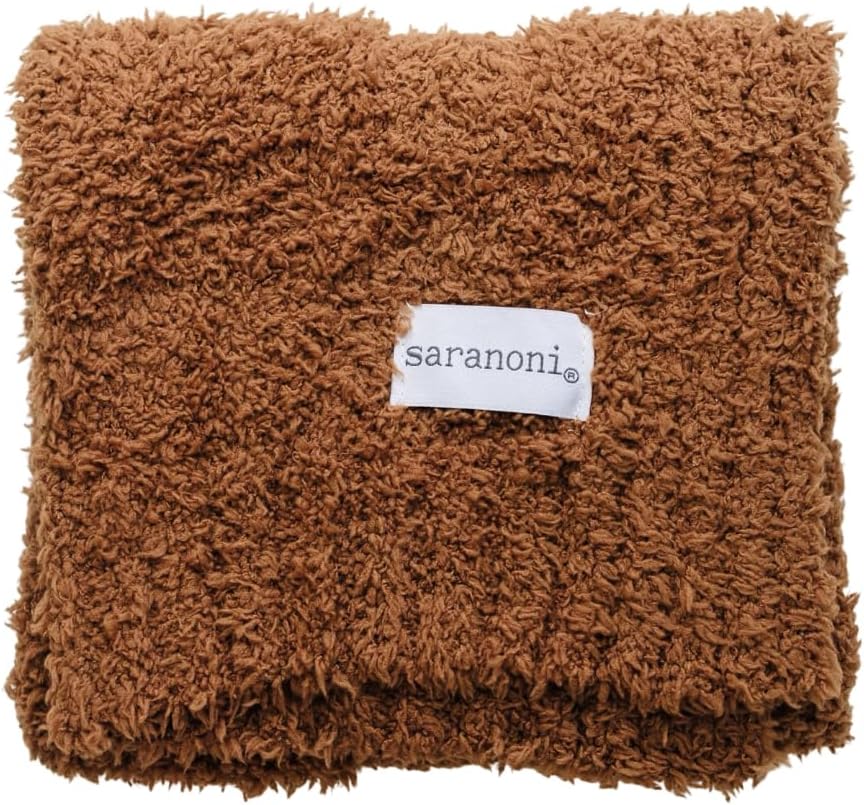 SARANONI Bamboni Luxury Baby Blanket, Breathable & Soft Plush Blanket for Infant Boys & Girls (Caramel, Mini 15” x 20”)