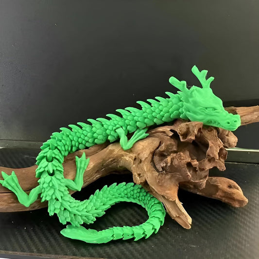 3D Printed Dragon Fidget Toy, 18in Surprise Mystery Dragon, Crystal Dragon Fidget Toy, Articulated Pye Dragon Fish/Display Cabinet/Home/Office Desktop Decor (Green)