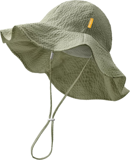 HONGTEYA Baby Sun Hat Toddler Girl Beach Hat Adjustable Outdoor Summer Hat UPF 50+ Sun Protection Wide Brim Infant Kids